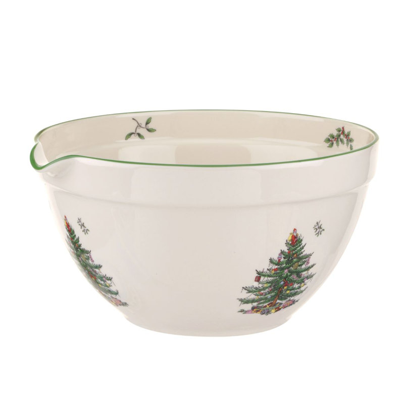 Spode Christmas Tree Mixing Bowl With Spout - Multicolored, 70 Oz