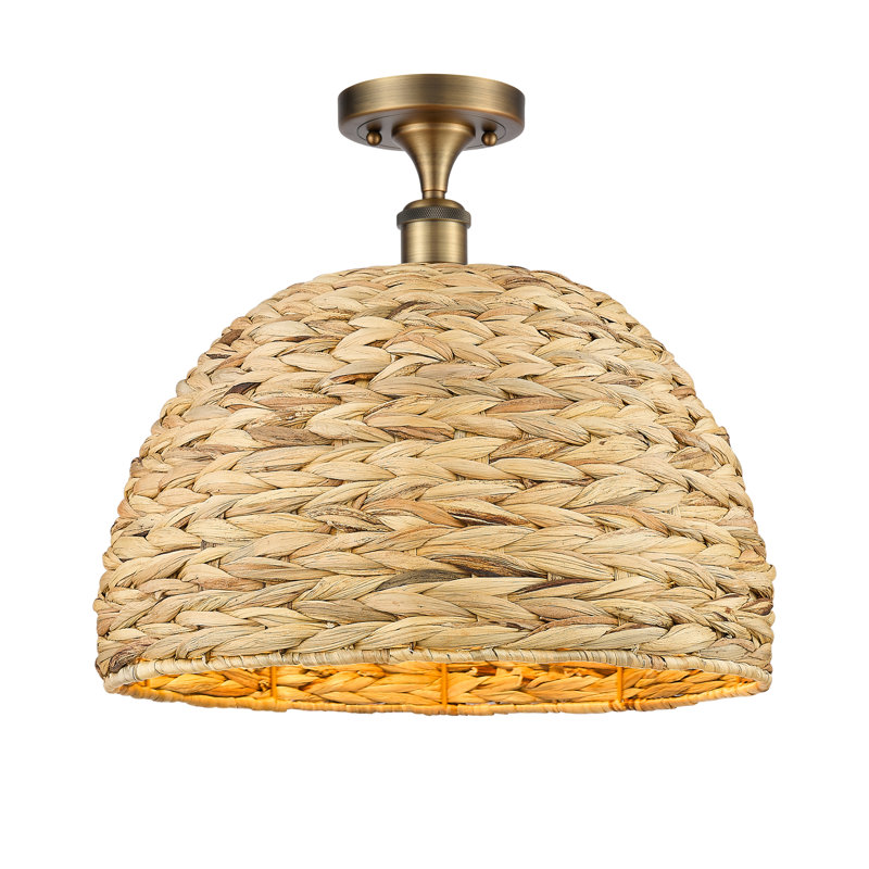 Plafonnier semi-encastré 1 lumière 16 po Tsang, H 14,5 po x l 15,75 po x P 15,75 po, Laiton brossé