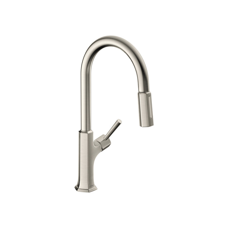 Locarno Single Handle Kitchen Faucet, Stainless Steel Optic