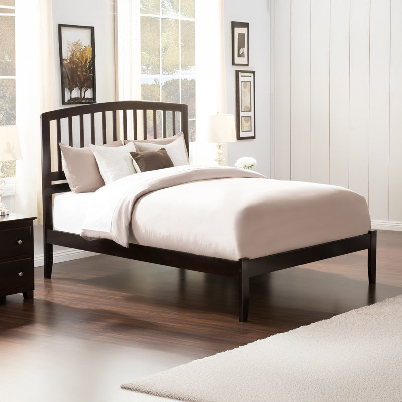 Lit plateforme en bois massif Careaga, Espresso, Grand lit