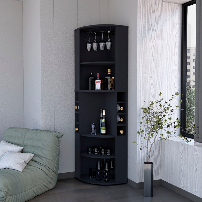 Grande armoire de coin Avery Macadamia, Noir, noir, noir, noir
