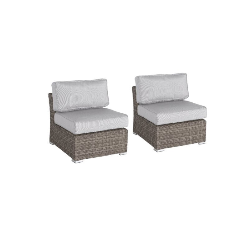 Biles Fully Assembled 7 Piece Rattan Sectional Seating Group with Cushions, Mixed Grey
