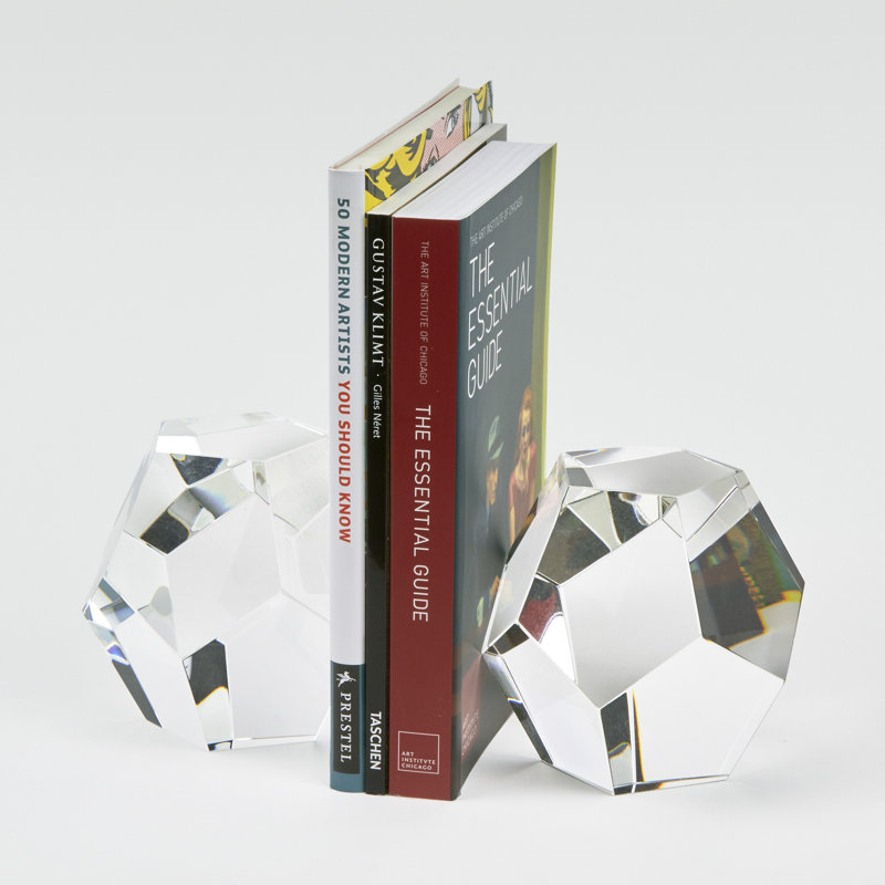 Diamond Cut Crystal Bookend Pair