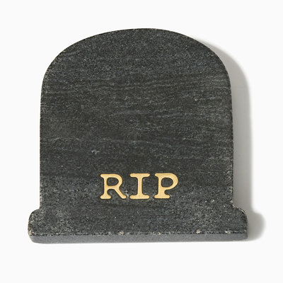 Halloween R.i.p. Table de service en marbre noir avec incrustation de laiton