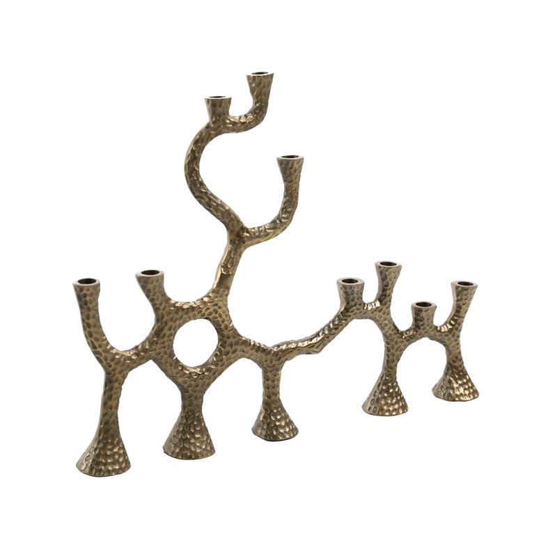 19.25'' Brass Finish Aluminum Multi-Branch Floor Candlestick