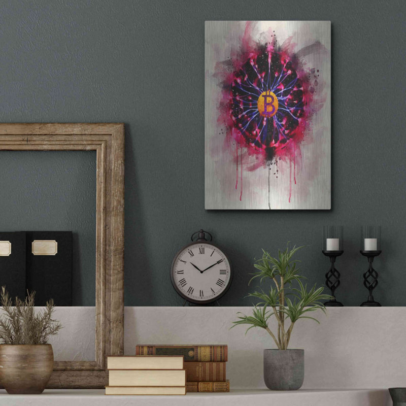 «Bitcoin future» par Surma et Guillen, art mural en métal, H 16 po x l 12 po