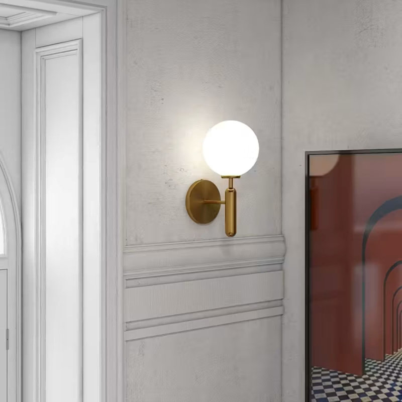 A Set Of 1 Or 2 LED Globe Wall Sconces With Frosted Glass Shades. Creative Wall Sconces Suitable For Bedrooms, Hallways, Dining Rooms, Bathrooms, And Living Rooms