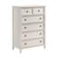 Commode haute Etgo, placage en mélamine blanche, 5 tiroirs