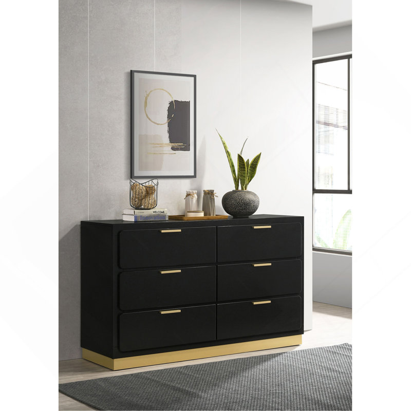 Commode 6 tiroirs Sophia, Noir