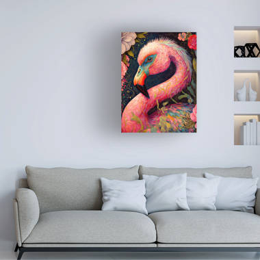 Victoria Rainbow Flamingo 2 Watercolor Canvas by Unknown Wooden Wall Art