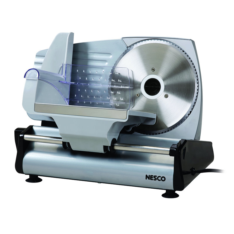Gray Die-Cast Aluminum Electric Food Slicer with Blade Guard