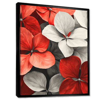 Impression de pétales d'hydrangées monochromes rouges - impressions sur toile