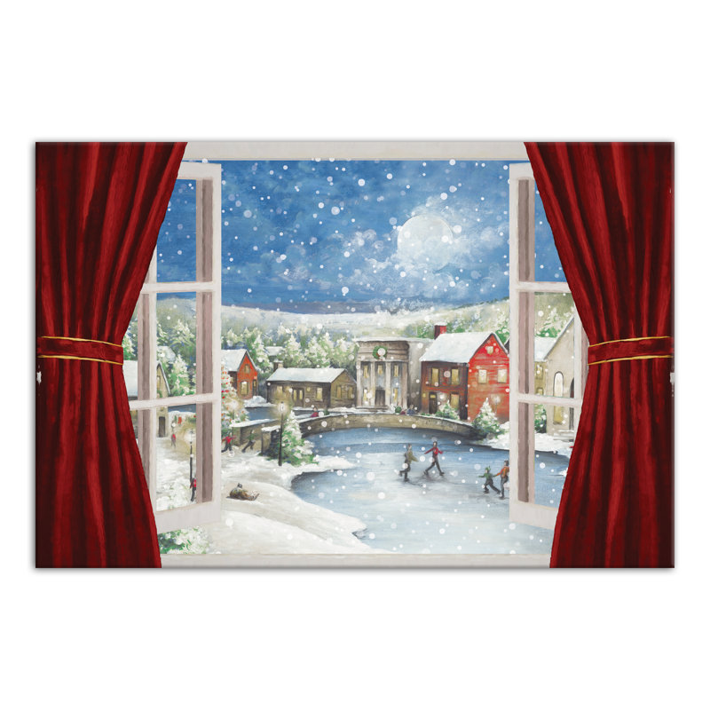 Scène de fenêtre de Noël sur toile