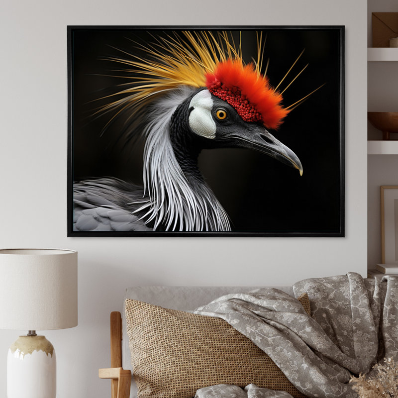Cranes d'Afrique, beauté I, Cadre flottant noir, H 24 po x l 32 po x P 1 po