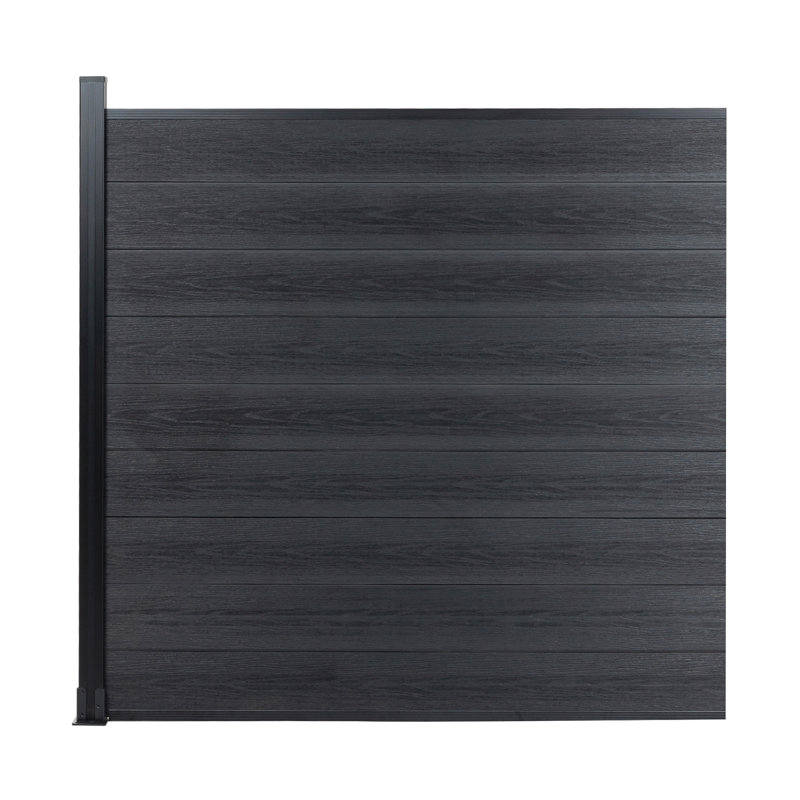 6Ft H Composite Privacy Fence Panels With Post, 6Ft.H x 6Ft.W, Black