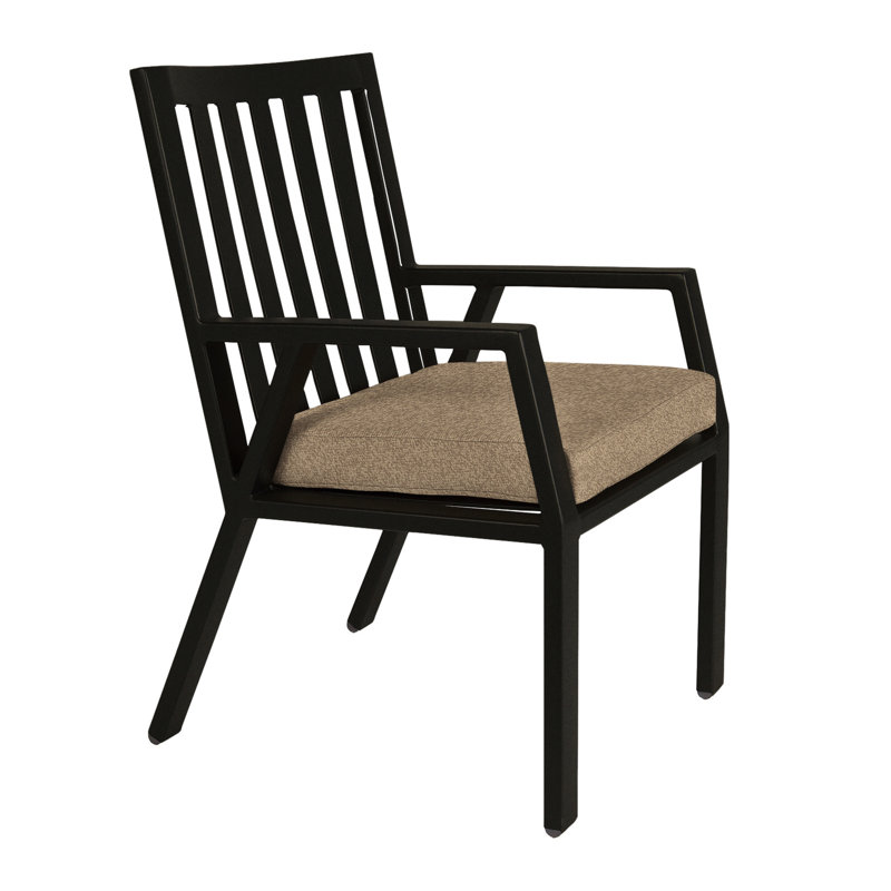 Aris Outdoor Dining Armchair, Carbon Black, Flagship Stone Sunbrella®