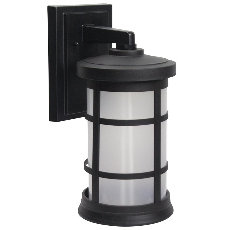 Solus Artisan Cylinder Outdoor Wall Mount Fixture with Frosted Acrylic Lens, Black, 3000K, 15.25" H
