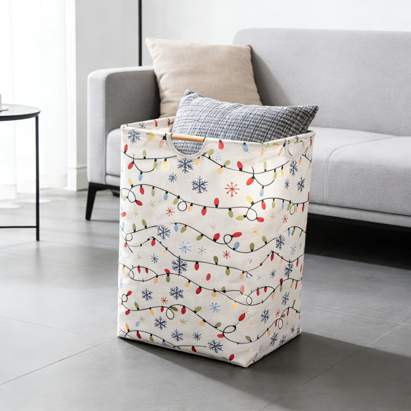 Foldable Laundry Hamper With Wooden Handles - Large Capacity Cotton Linen Storage Basket For Clothes, Toys, And Bathroom Organization