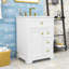 Meuble-lavabo de salle de bain avec lavabo en céramique, rangement de porte à 2 niveaux et 3 tiroirs à fermeture en douceur-346345443