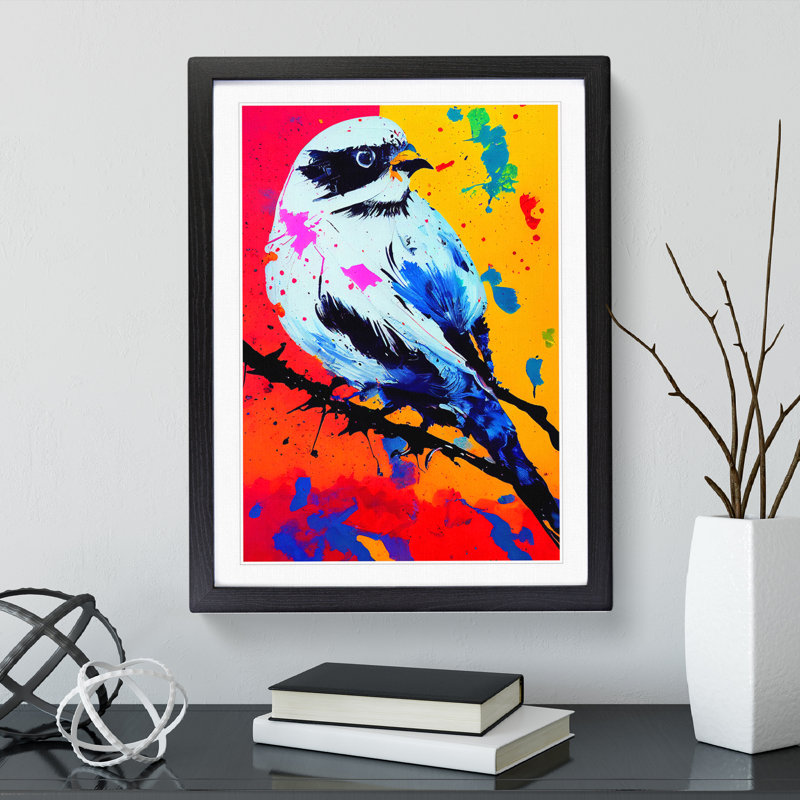 Paint Splash Bird No.5 - Framed Print, Black, 64cm H x 46cm W x 2cm D