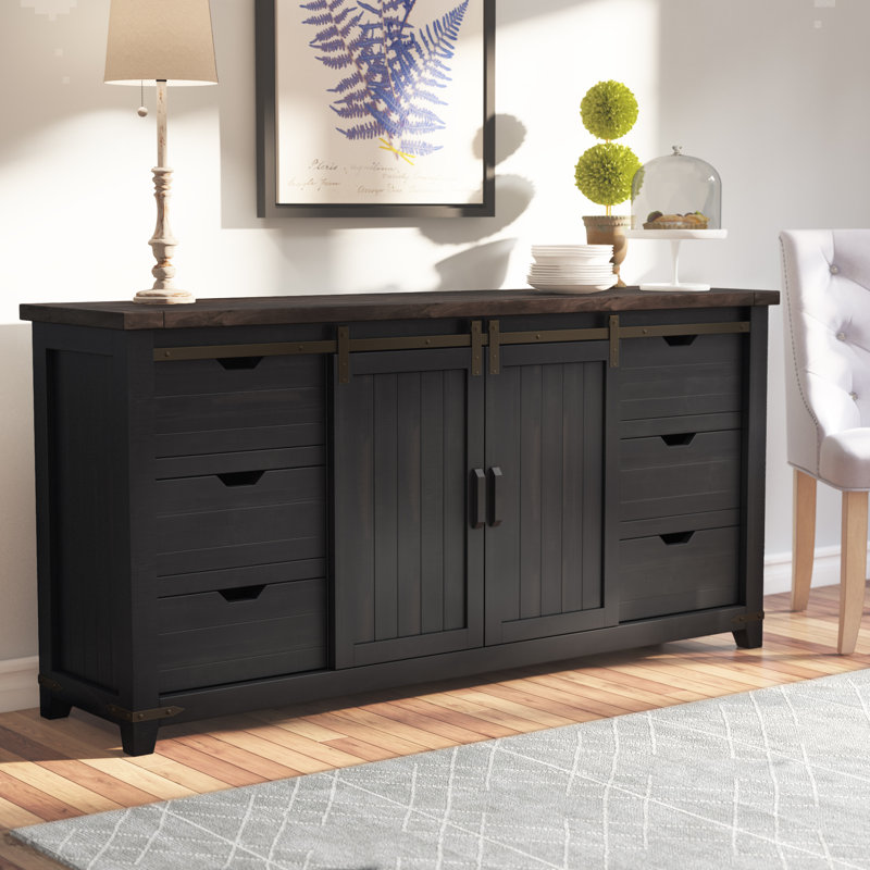 Karley 70'' Solid Wood Sideboard, Vintage Black