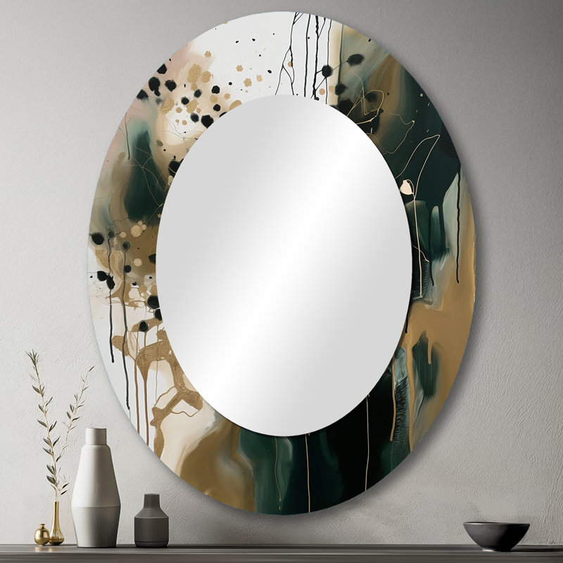 Black Abstracted Realities - Miroir mural moderne ovale, 43 po x 33 po