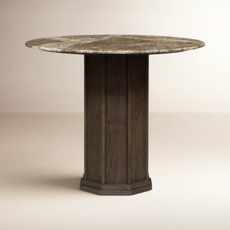 Pavlo Dining Table-Brown Marble, 30”H x 36”L x 36”W