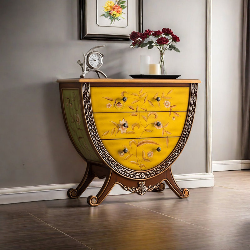 Creative painted carved drawer accent chest