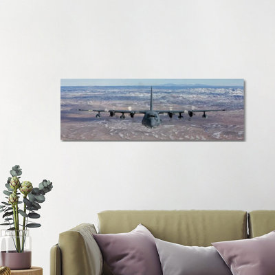 MC-130 Aircraft Maneuvers During a Training Mission over New Mexico II 1 Piece Wrapped Canvas Panoramic Wall Art