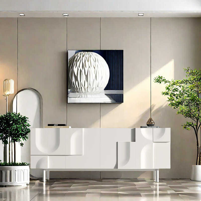 Armoire d'appoint simple de style crème simple, H 35,46 po x l 70,87 po x P 15,75 po
