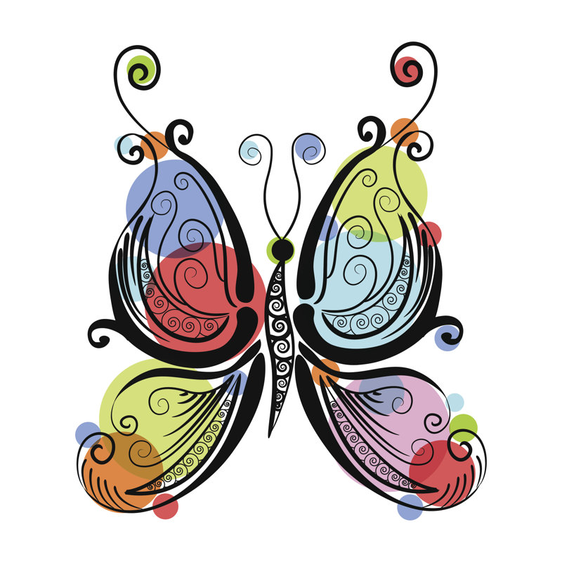 Papillon multicolore Harrisonburg par Ykononova, H 12 po x l 12 po