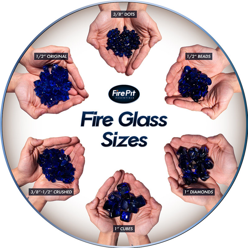 Lake Tahoe Blue Crushed Decorative Fire Pit Glass, 1/2"-3/4", 10 lbs