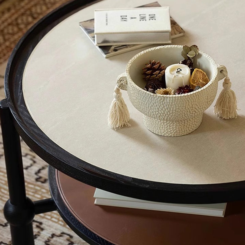 Table basse ronde blanche Rockboard, Noir