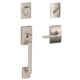 Century Handleset with Single Cylinder Deadbolt and Latitude Door Lever and Century Rosette