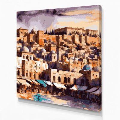 Cities Amman Jordan Beige Canvas Wall Art