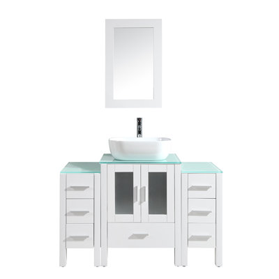 48'' Free Standing Single Bathroom Vanity with Glass Top -  Latitude Run®, A9324CED5EC04D7C91477DD5EA93D108