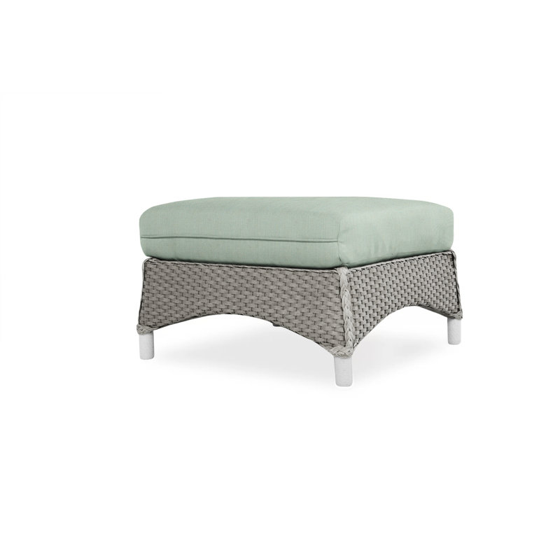 Mandalay Outdoor Ottoman, Sailcloth Salt, Pewter