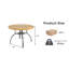 Table de patio ronde durable avec plateau en faux bois, pieds en métal résistant à la rouille, parfaite pour les repas en plein air