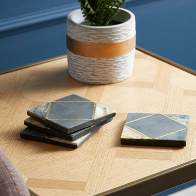 Stoneware Square 4 Piece Coaster Set