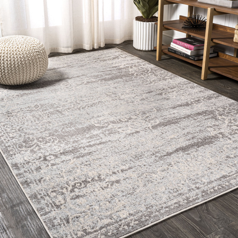 Downham Filigree Medallion Light Gray/Cream Rug, Rectangle 5'3" x 7'6"