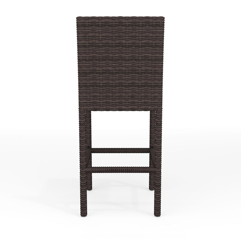 Brown Rattan Wicker Indoor-Outdoor Bar Stools, Set of 2