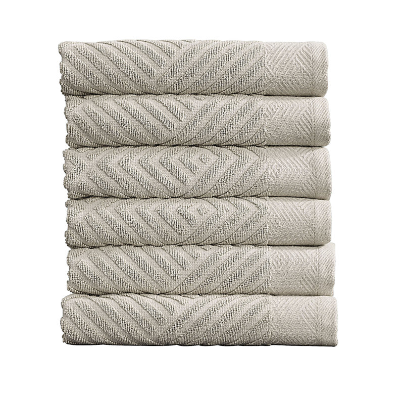 Ensemble de serviettes 6 pièces 100% coton, Pâle