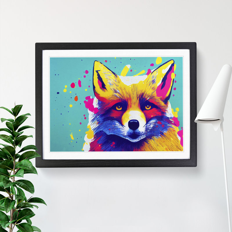 Fox Splashed Vol.5 Abstract - Single Picture Frame Print, Black, 46cm H x 64cm W x 2cm D