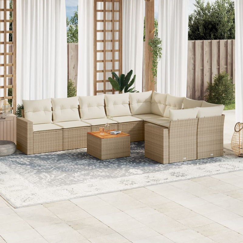 Ensemble de canapé de jardin Vidaxl brun, blanc crème