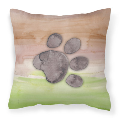 Coussin décoratif intérieur/extérieur en aquarelle de patte pour chien