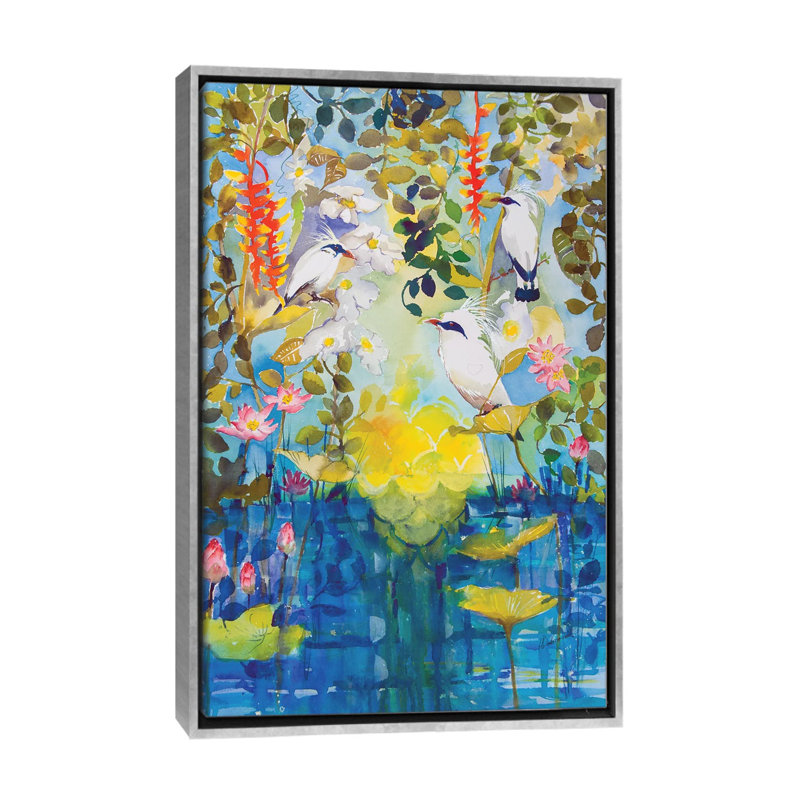 Paradis - reproduction d'art murale - toile encadrée, Argent argent, H 48 po x l 32 po
