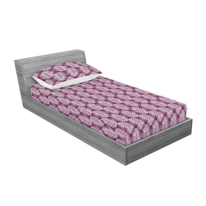 Microfiber Floral Sheet Set, Twin XL Sheet Set + 1 Pillowcase, Plum