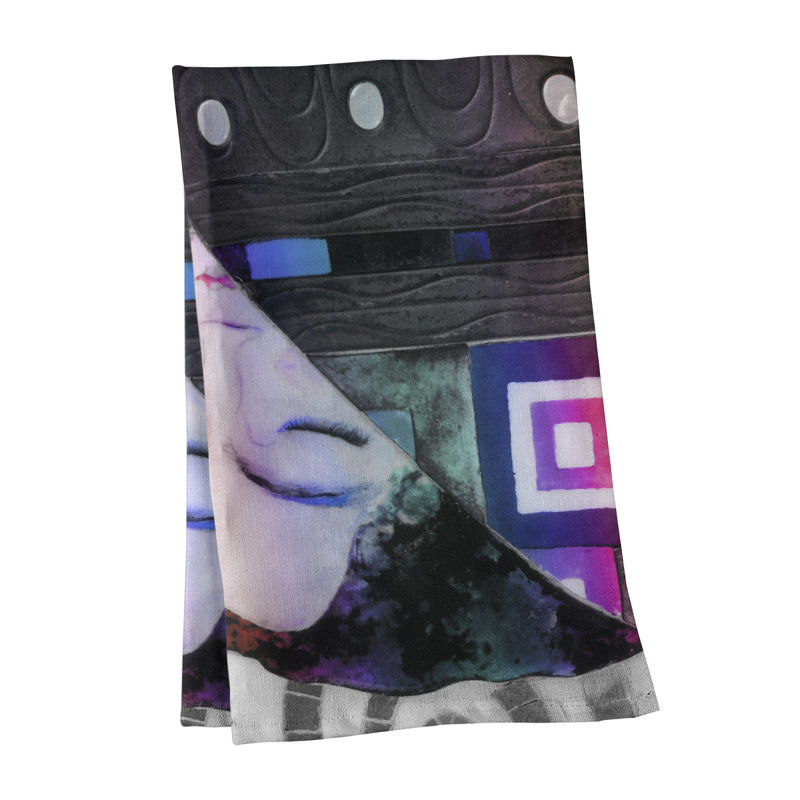 Serviette de thé Magaw, Polyester sergé, Rouge / Bleu