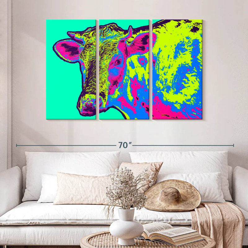 Vache au néon, H 32 po x l 50 po