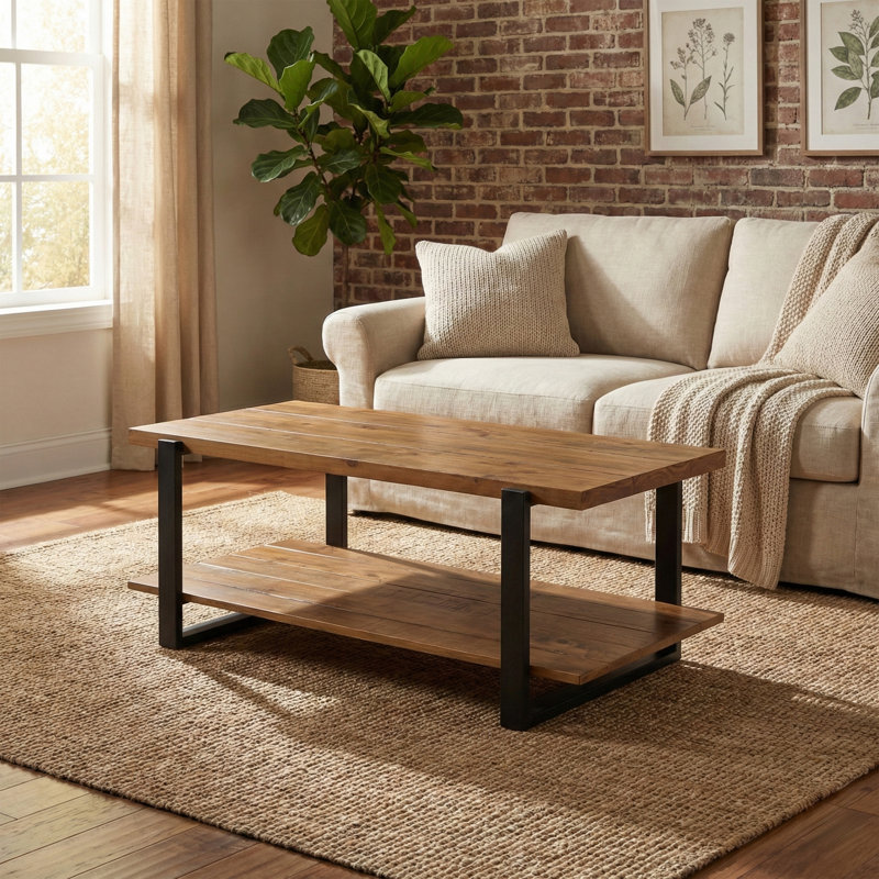 Kitson Baylor Oak Sled Coffee Table with Storage